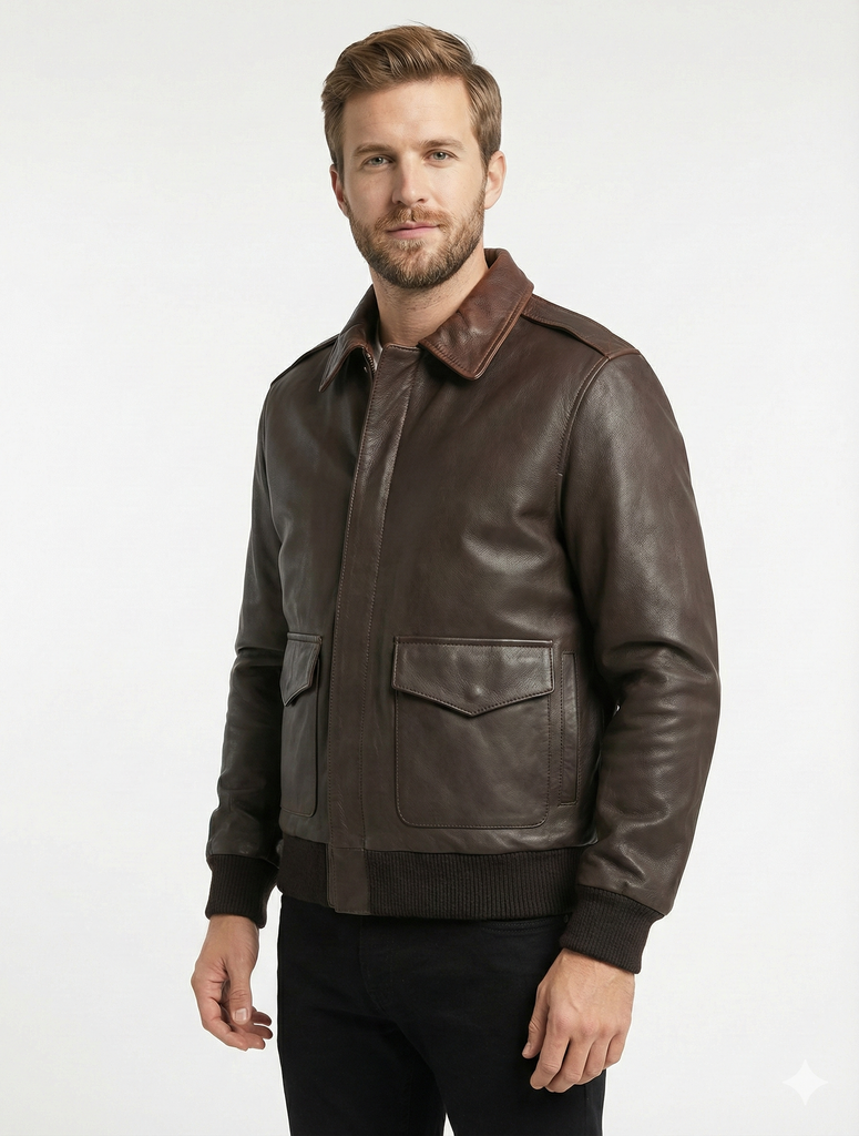 Men Aviator A-2 Brown Real Leather Jacket style - 420