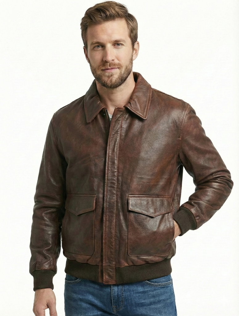Men A-2 Aviator Real Leather Jacket Style - 420