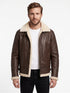 Men B3 Aviator Bomber Pilots Brown Lambskin Leather with Artificial Shearling Lining Style - 916