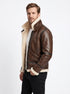 Men B3 Aviator Bomber Pilots Warm Brown Lambskin Leather with Artificial Shearling Lining Style - 916
