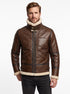 Men B3 Aviator Bomber Pilots Warm Brown Lambskin Leather with Artificial Shearling Lining Style - 916