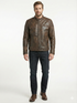 Men BJS Biker Cafe Racer Leather Jacket