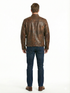 Men BJS Biker Cafe Racer Leather Jacket