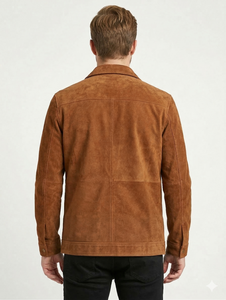 Mens Biker Suede Leather Jacket Shirt Style - 1132