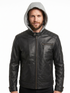 Men Batman Justice League Lambskin Leather Jacket with Fleece Hood Style - 580