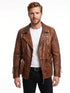 Men Eddie Biker Leather 3/4 Length Motorcycle Jacket Style - 412