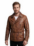 Men Eddie Biker Leather 3/4 Length Motorcycle Jacket Style - 412