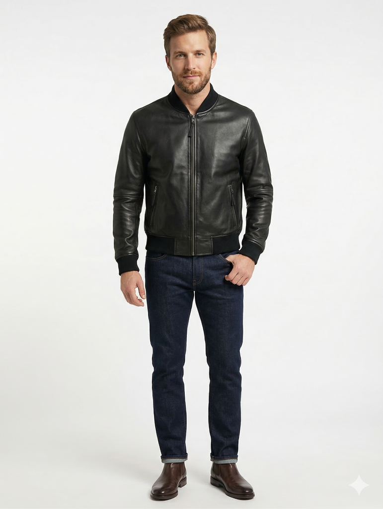 Men Empire Bomber Real Leather Jacket Style - 1070
