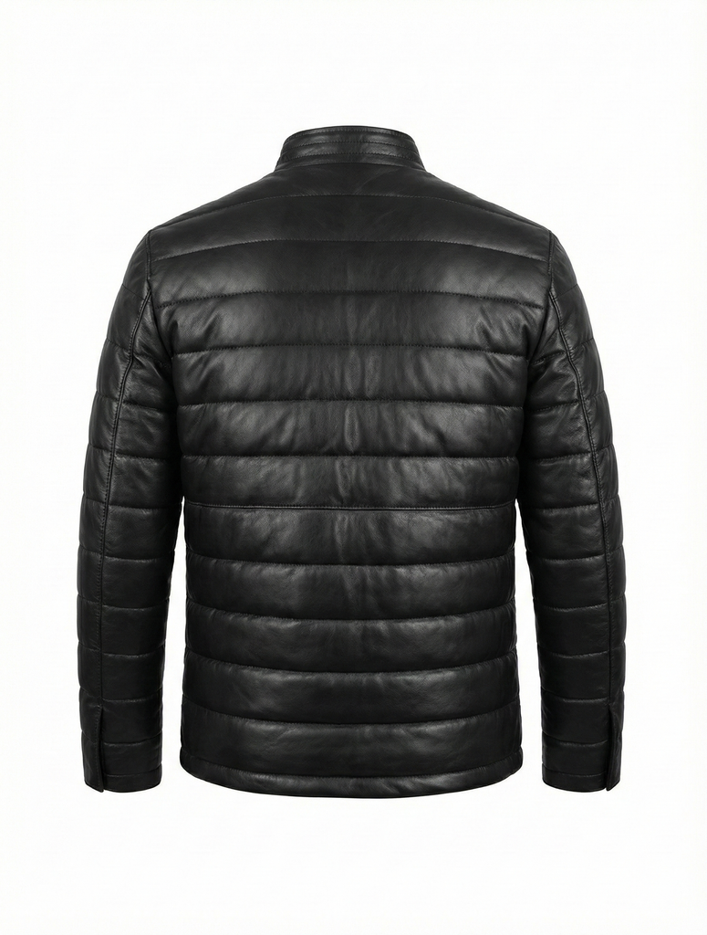 Men FDU Real Leather Puffer Jacket Style -1052