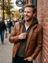 Men FVL Hooded Bomber Lambskin Leather Jacket Style - 1091
