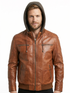 Men FVL Hooded Bomber Lambskin Leather Jacket Style - 1091