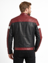 Men Fame Soft Lamb Skin Moto Racer Jacket in Bordeaux and Black Style - 1063