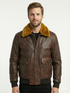 Men G-1 Navy Real Bomber Leather Jacket with Removable Fur Style 576-C
