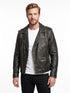 Men GK Brando Biker Cross Zip Motorcycle Distress Real Leather Jacket Style - 442