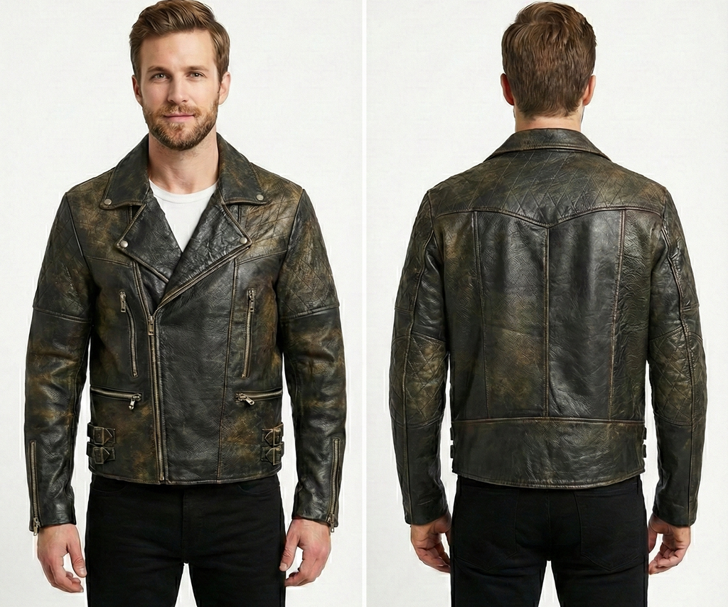 Men Holister Biker Brando Real Leather Jacket Style - 1125