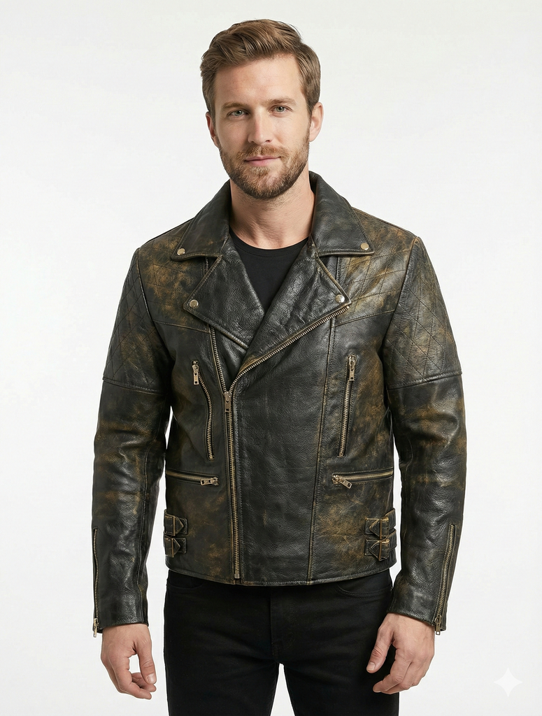 Men Holister Biker Brando Real Leather Jacket Style - 1125