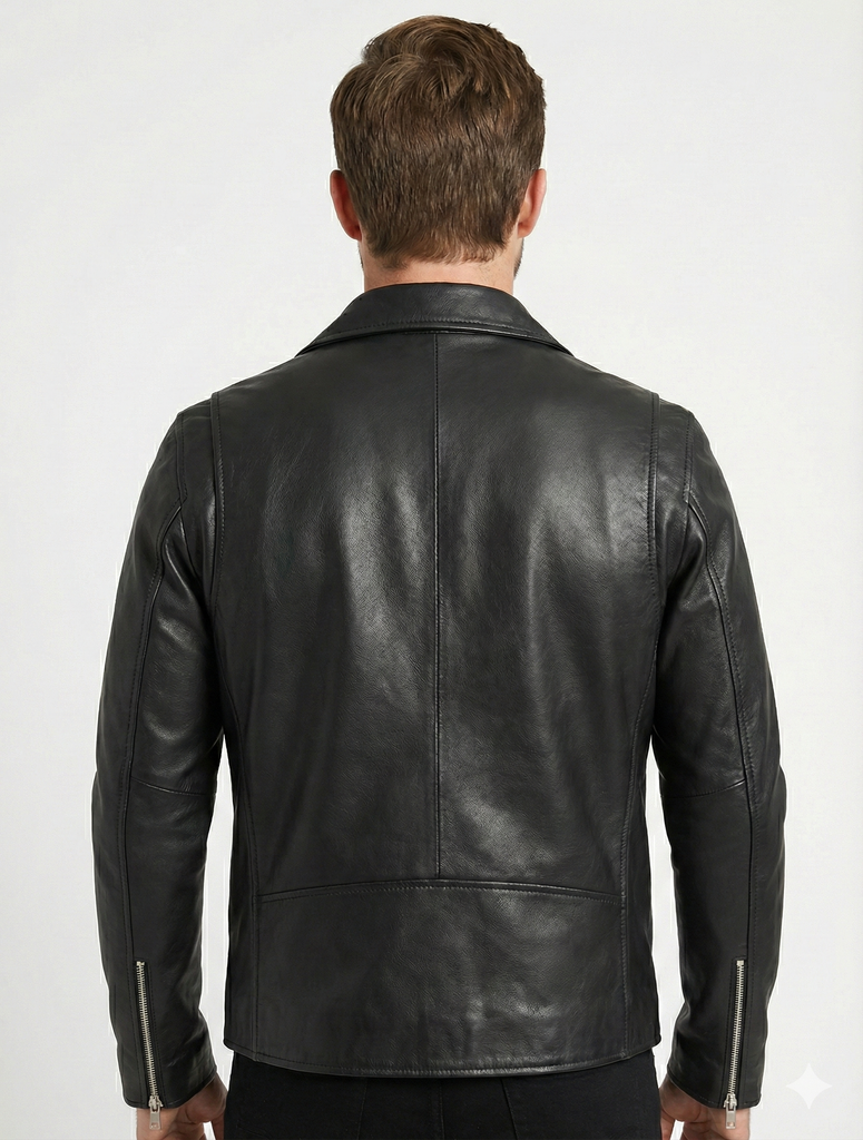 Men GK Brando Biker Cross Zip Motorcycle Real Leather Jacket Style - 442