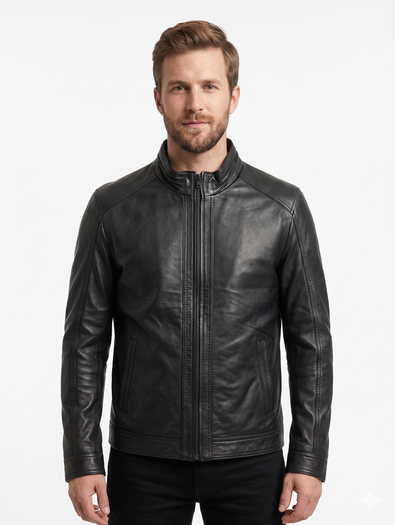 Men JM-4 Cafe Racer Biker Leather Jacket Style - 1190