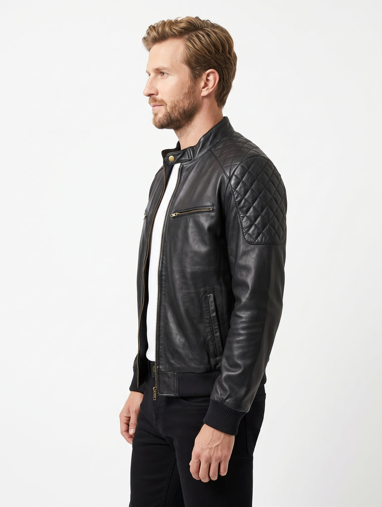 Men JM Real Leather Bomber Jacket Style - 935