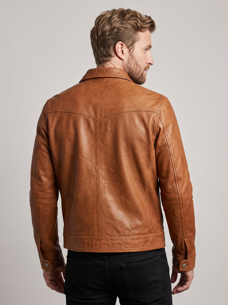 Men Japanes Classic Vintage Brando Utility Biker Real Leather Jacket Style - 1123
