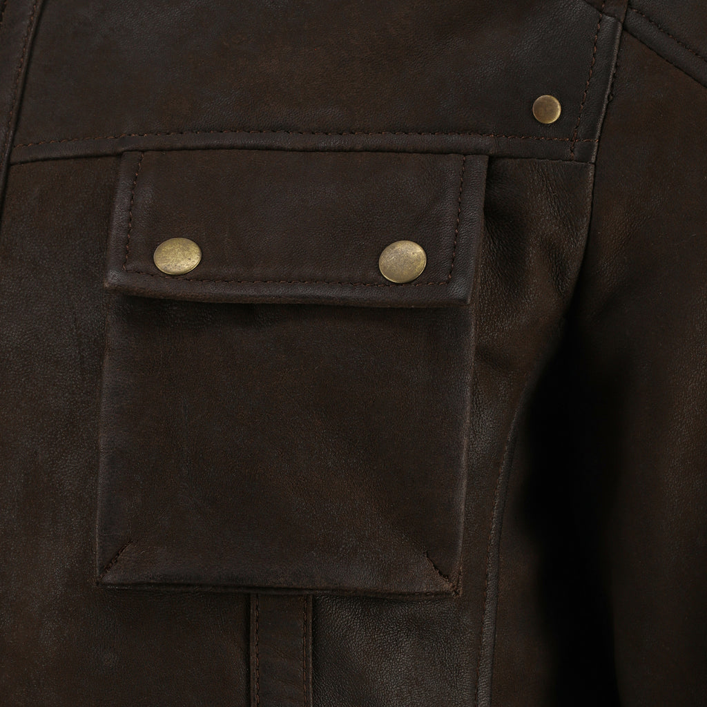 Men Kadia Choco Brown Real Snuff Leather Jacket Style - 965