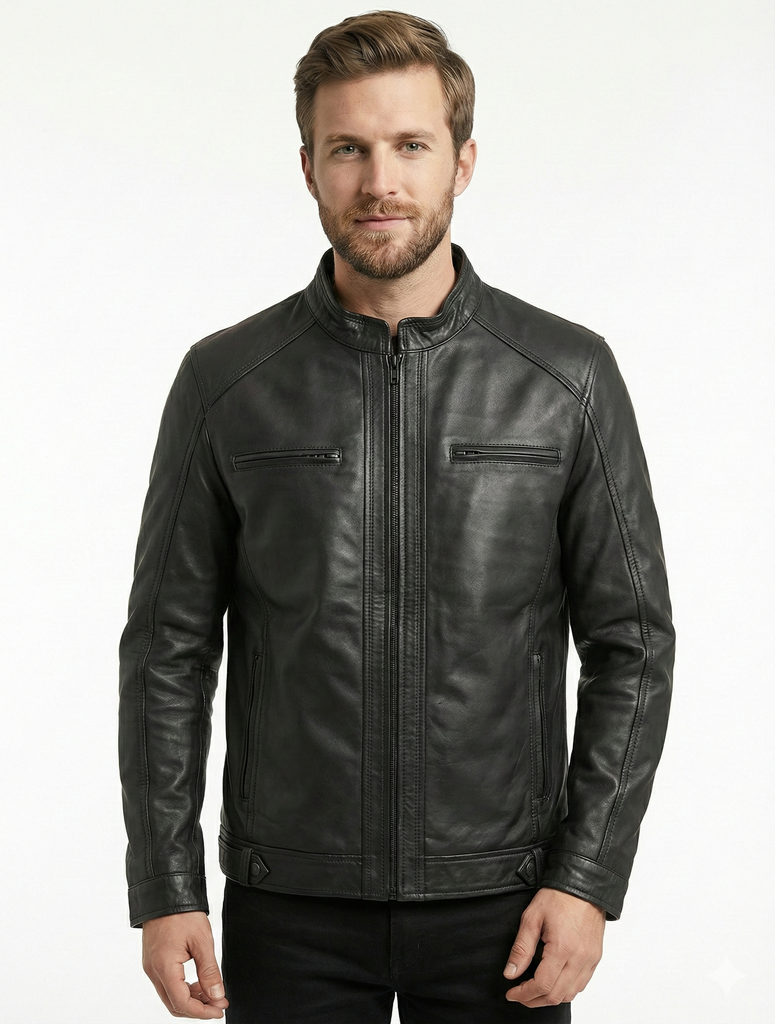 Men LHF Lambskin Biker Leather Jacket Style - 1182