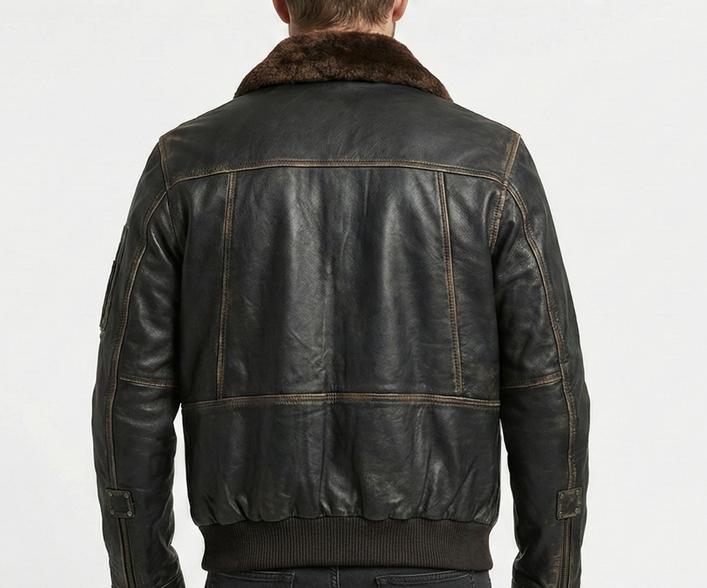 Men LHF Lambskin Distress Bomber Leather Jacket Style - 1181