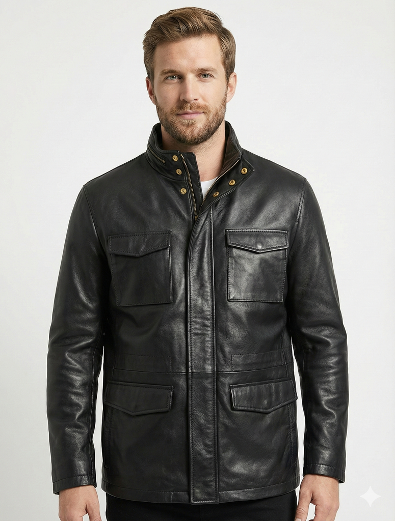 Men M65 Field Leather Jacket Style - 1043