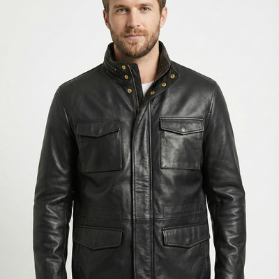 Men M65 Field Leather Jacket Style - 1043