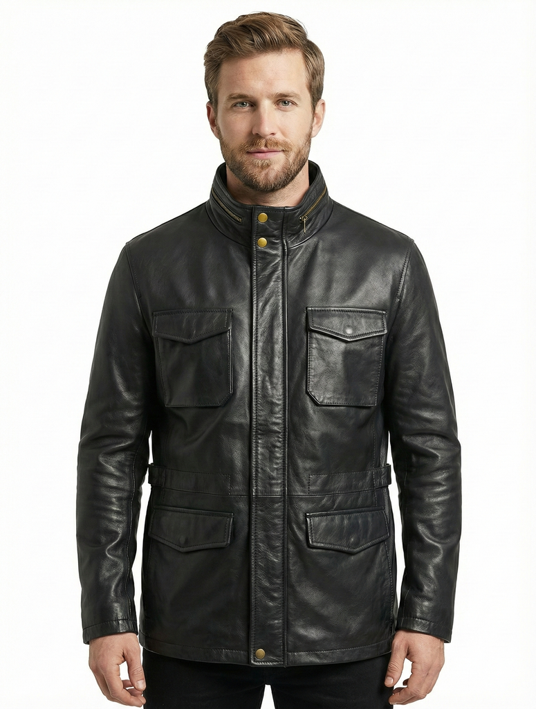 Men M65 Field Leather Jacket Style - 1043