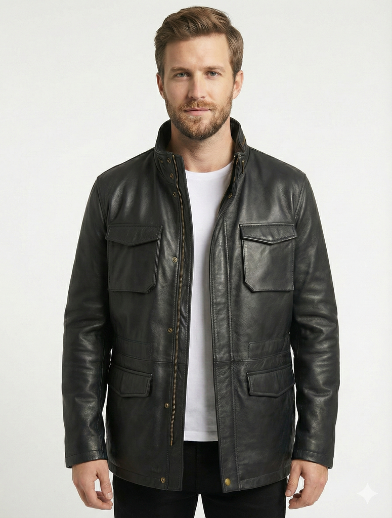 Men M65 Field Leather Jacket Style - 1043