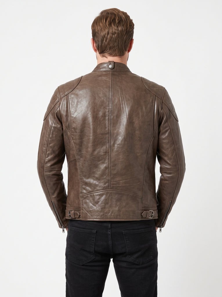 Men MPS Motorcycle Café Racer Real Leather Jacket Style - 1207