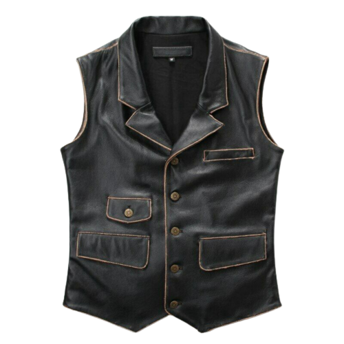 Motorcycle Distress Leather Vest