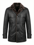 Men Moto Coat 3/4 Length with Artificial Shearling - Button Up Leather Coat Style - 1071