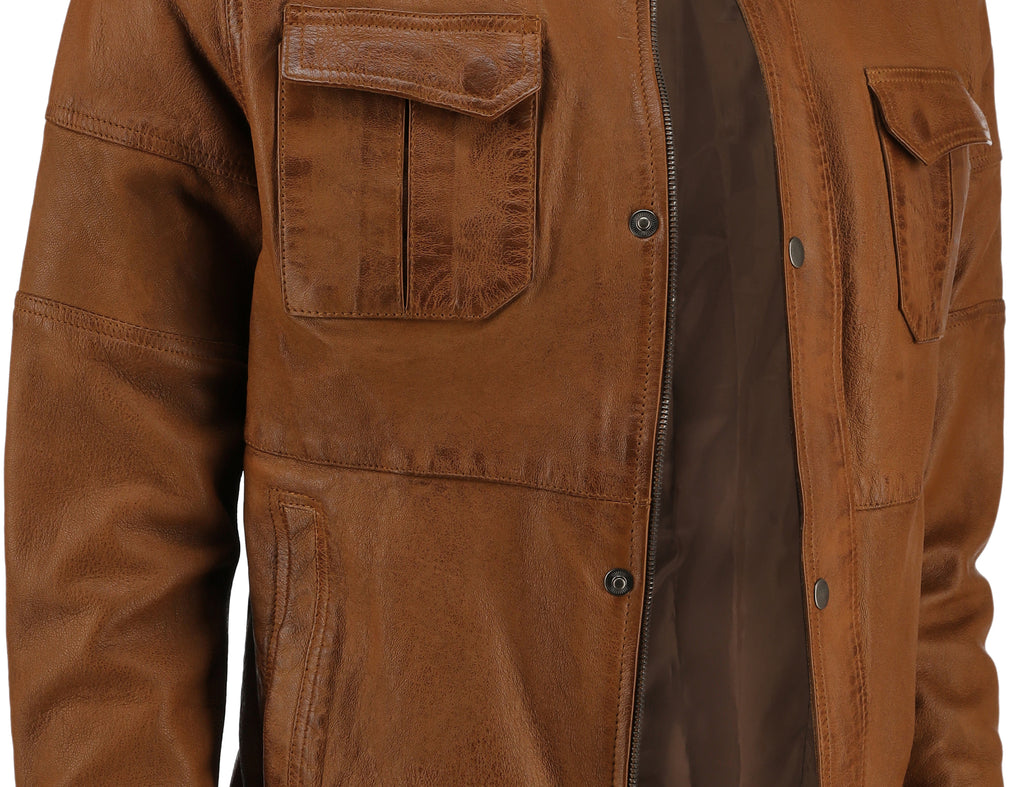 Men Noda-4 Brown Real Leather Jacket Style - 971