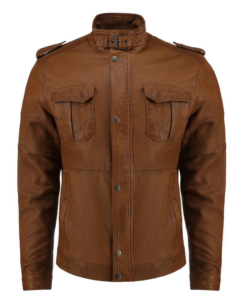Men Noda-4 Brown Real Leather Jacket Style - 971