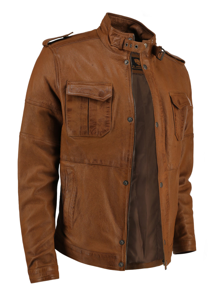 Men Noda-4 Brown Real Leather Jacket Style - 971