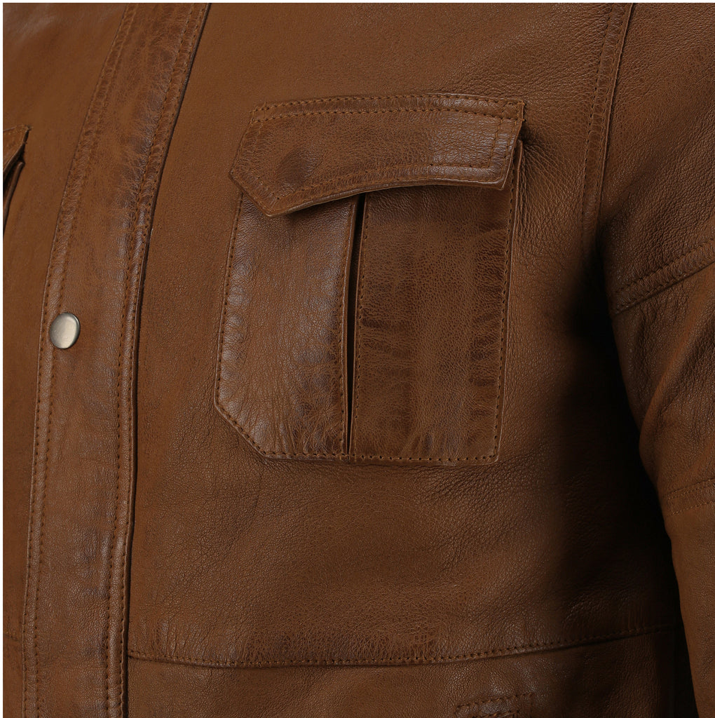 Men Noda-4 Brown Real Leather Jacket Style - 971