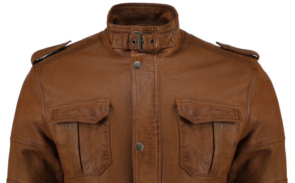 Men Noda-4 Brown Real Leather Jacket Style - 971