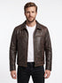 Men Oldman Biker Cowhide Real Distress Brown Leather Jacket Style - 626