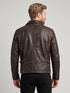 Men Oldman Biker Cowhide Real Distress Brown Leather Jacket Style - 626