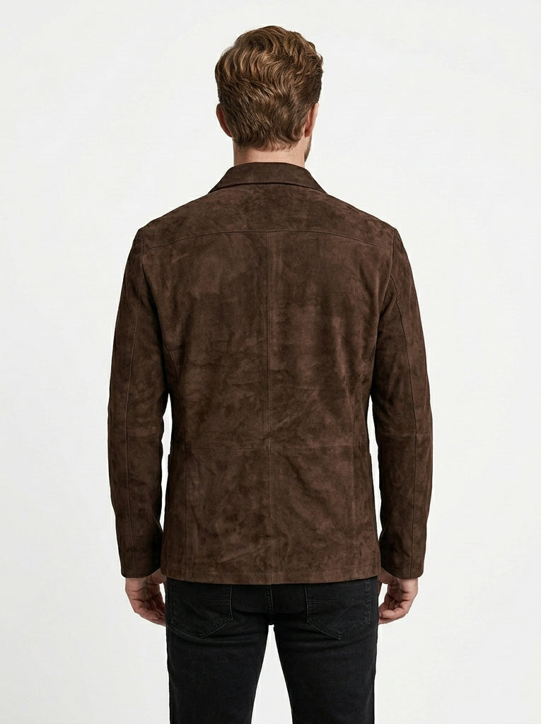 Men O-Land Brown Suede Casual Leather Blazer Coat Style - 535