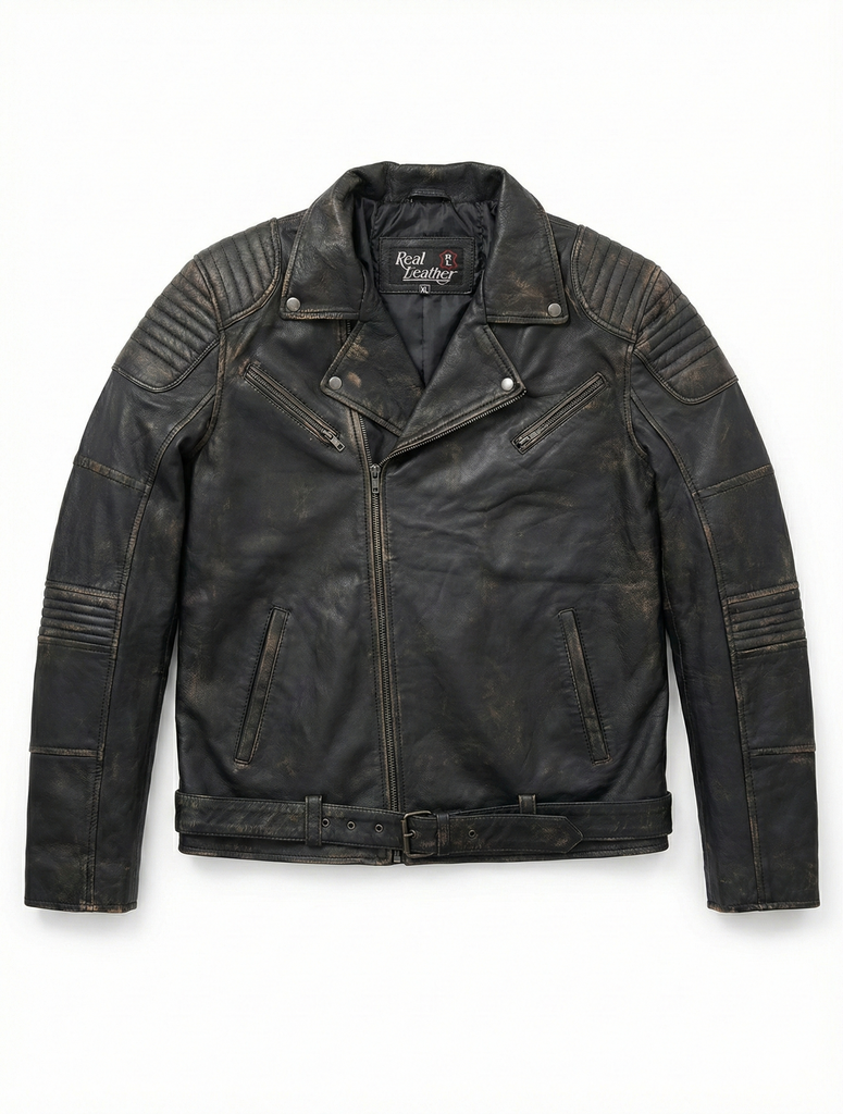 Men Oxide Biker Cafe Racer Distress Leather Jacket Style - 1158
