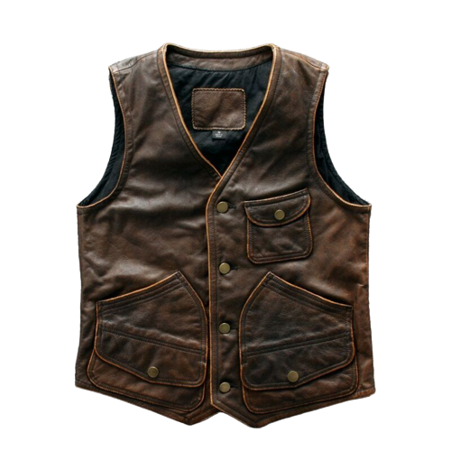Tan Brown Biker Leather Vest