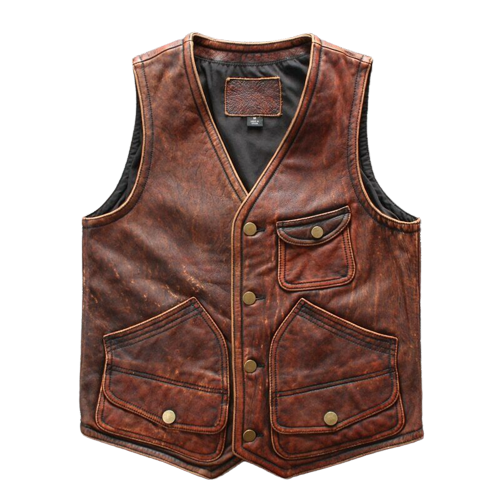 Tan Brown Biker Leather Vest