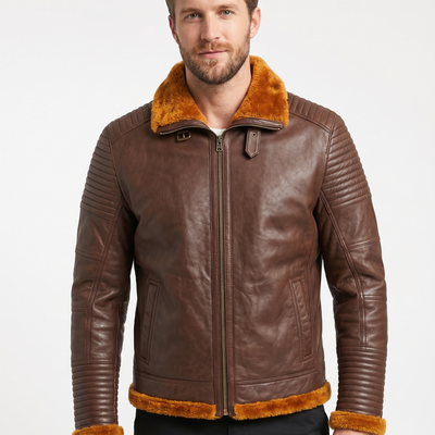 Men PPH Real Leather Jacket with Artificial Shearling Lining Style - 1010