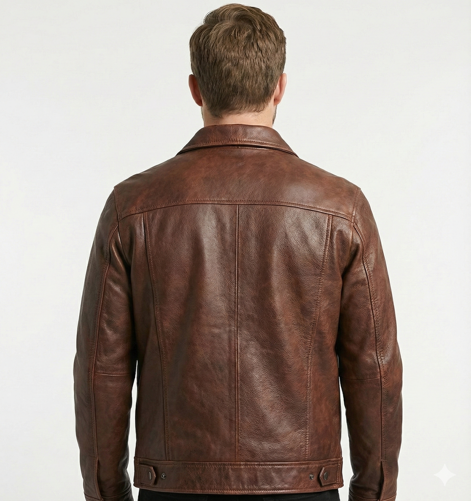 Men Persian Biker Cafe Racer Waxed Leather Jacket Style - 1020