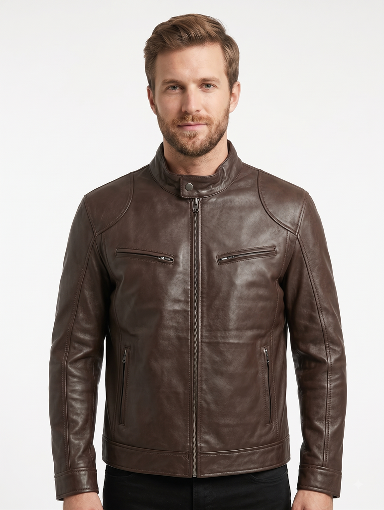 Men Sword Biker Real Leather Jacket Style - 134