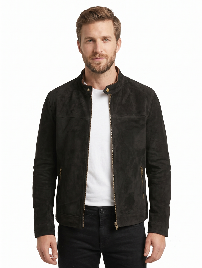 Men Silvo Suede Biker Leather Jacket Style - 1194