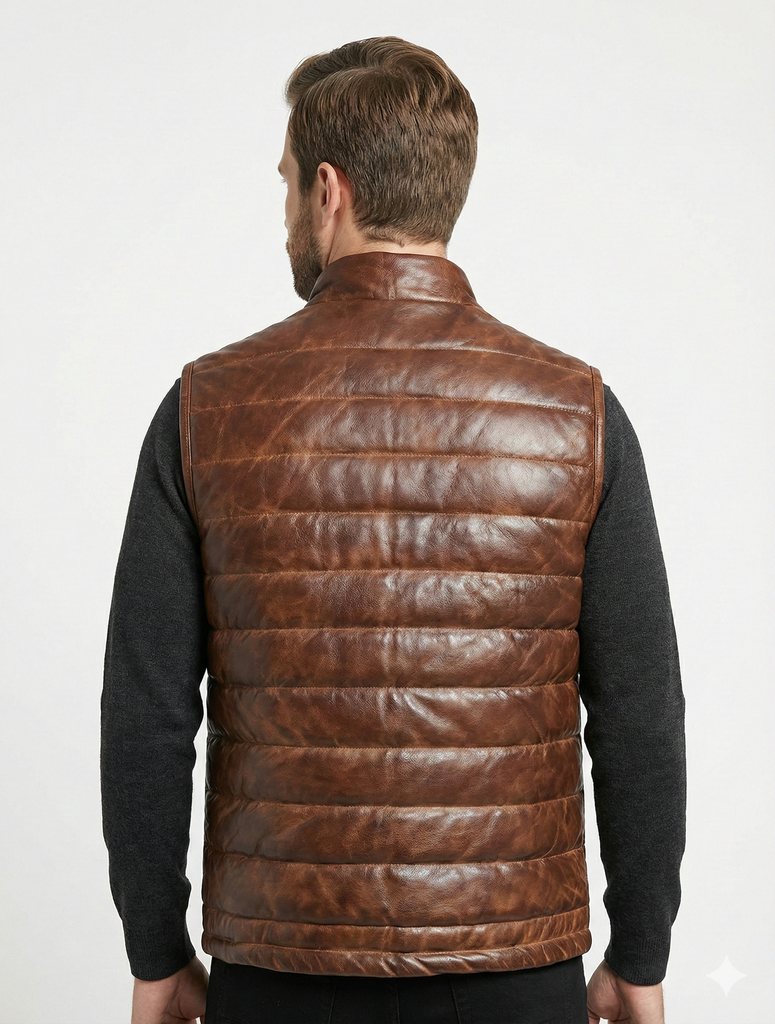 Men LHF Lambskin Sleeveless Puffer Vest Style - 1183